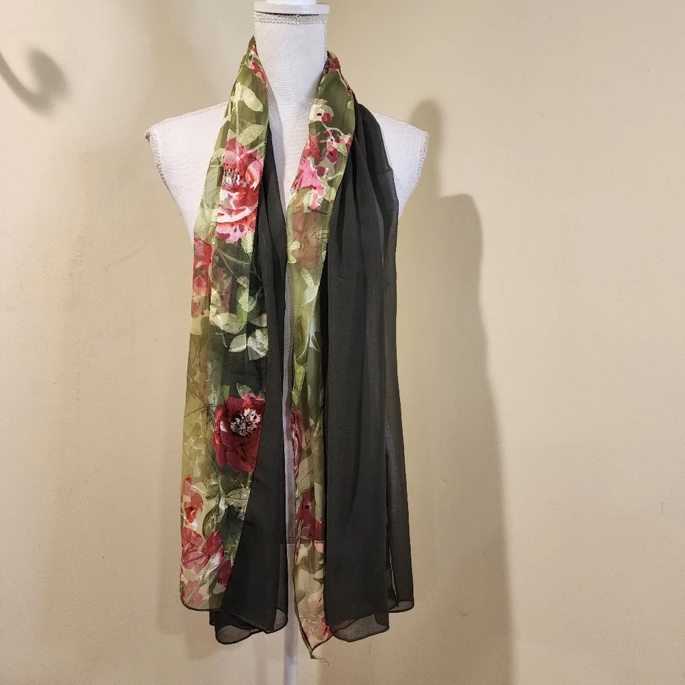Floral Large Silk Scarf